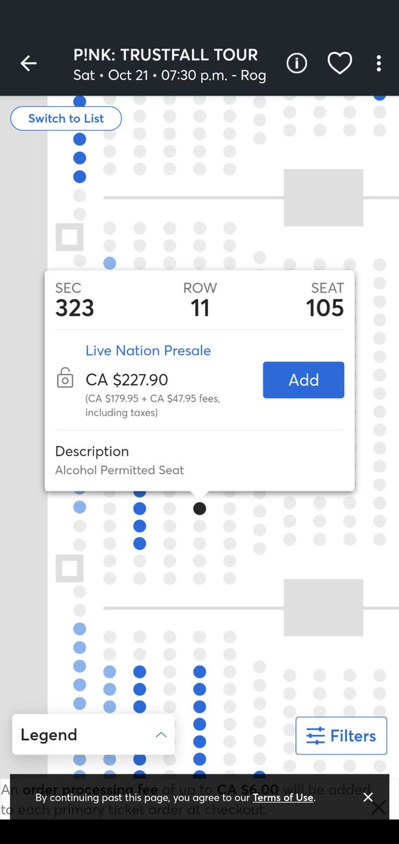 SherryLF1342's tweet photo. @Pink So expensive in Vancouver @TicketmasterCA adds 25% in fees to the ticket cost #ticketmastersucks #maketicketsaffordable @LiveNation https://t.co/L7t2Bh5MtD