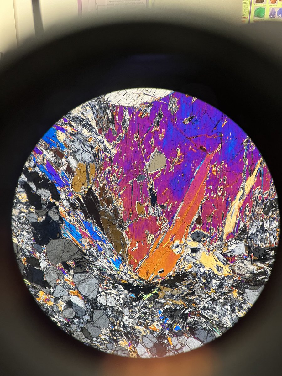 geodude_taylor's tweet photo. An amphibole impactor wreaking havoc on the matrix #ThinSectionThursday https://t.co/ii2AXetaqp