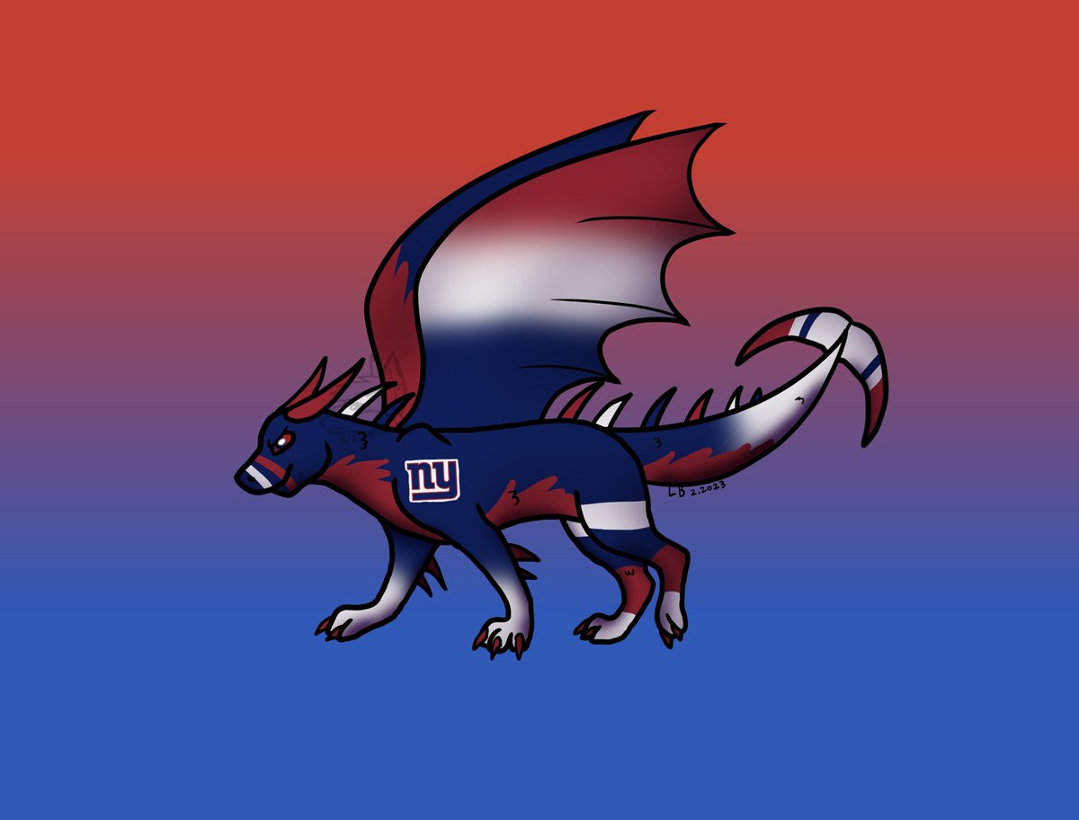 wolfypuppypaws's tweet photo. This one reminds me of a bomb pop! 😁

(I’m drawing all NFL teams as dragons!)

 New York: Giants💙❤️

Please note I’m making them in the order that it says online. 🥺

#art #drawing #dragon #digitalart #nfl #football #TogetherBlue #NYGiants #NY #giants @Giants @NFL https://t.co/gW4D2hQffv