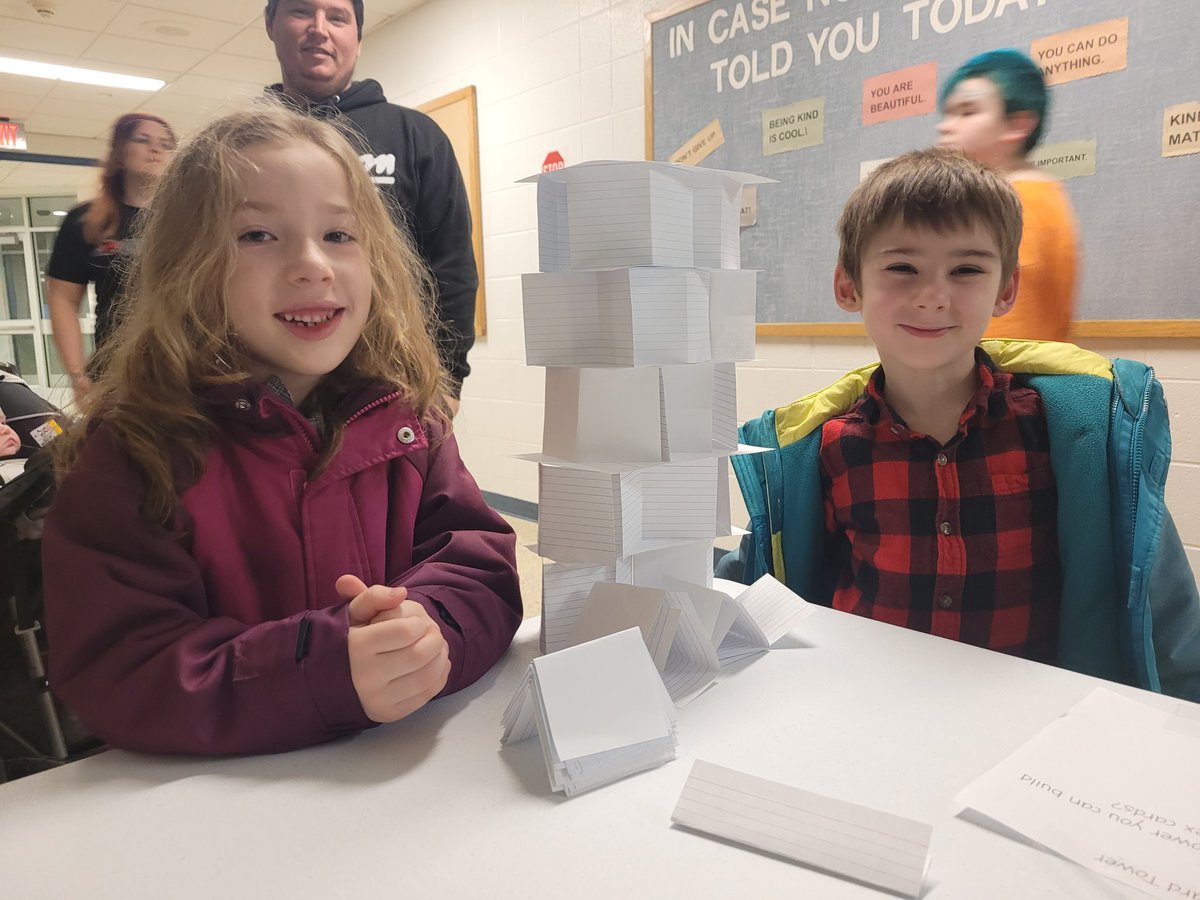 Engineering night!  Tonight, I ran the index card tower station!  The kids did a great job!! 💙💛