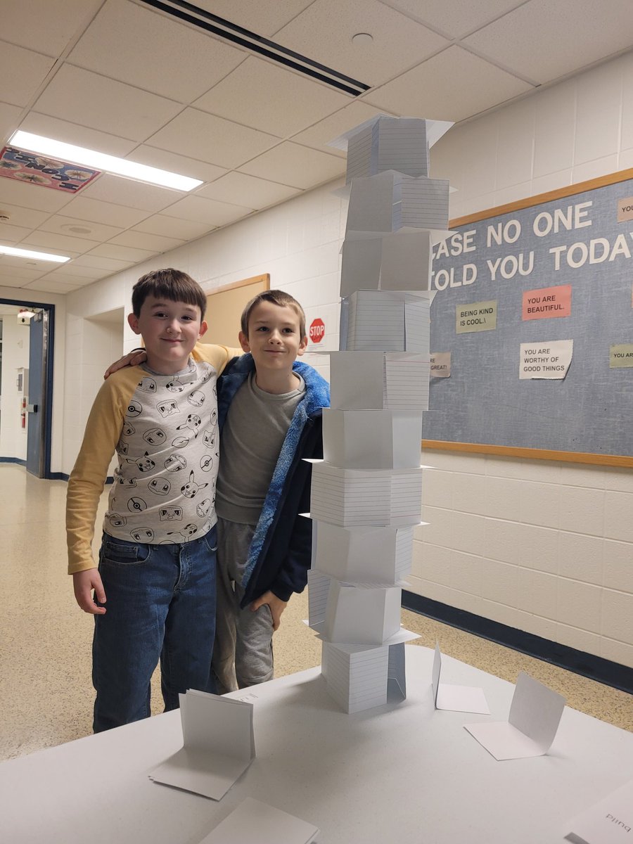 MrsBellanca's tweet photo. Engineering night!  Tonight, I ran the index card tower station!  The kids did a great job!! 💙💛 https://t.co/gN2cvdBvfx