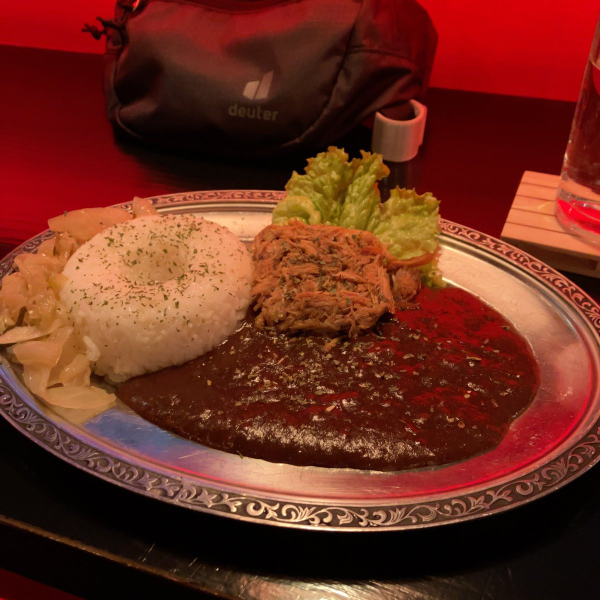 MJ5016's tweet photo. コチラ、#カラオケパブ なんですが #カレー🍛 が美味しい!辛★3をこの前挑戦しました💦
辛いけど美味しいかった。でも辛★4は無理そう!
※写真は辛★2の #プルドポーク トッピング
#MGPUB #カラオケ #PUB #阪神出屋敷駅 北へ徒歩8分 #尼崎市 #Over90Club https://t.co/ZTxhSUBu9F