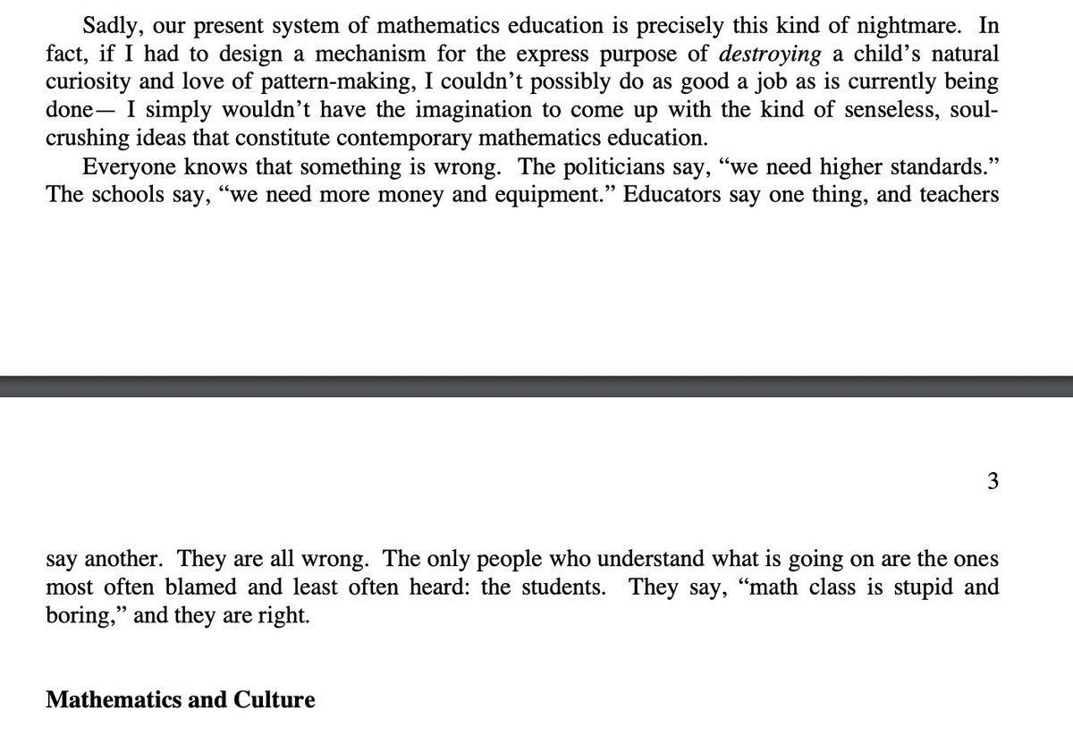 Mathgarden's tweet photo. My daughter, in grade 9,  hates math. She's on track with the rest of them now. She's sad because she knows it's not, but school/education has worn her out. I wish we would just be honest and finally say that the larger system will never change. @HumResPro https://t.co/0tk9Qwfp9O