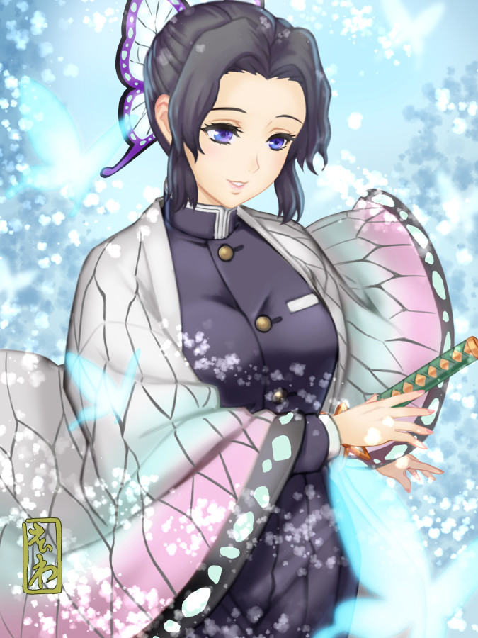 えぃわ✨お仕事、Skeb受付中！さんがTwitterに投稿した胡蝶しのぶ(鬼滅の刃)のイラスト。