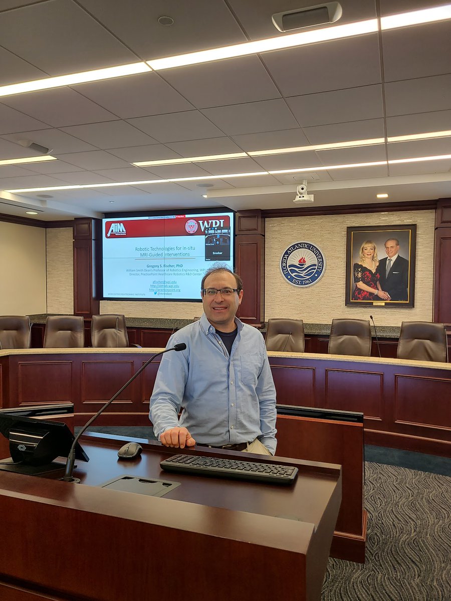 mrirobot's tweet photo. Great visit today to @FAUMedSchool! Was awesome to get to present our work @WPI #PracticePoint on MRI-compatible surgical robots to the team, and great getting to meet with long-time collaborator @JuliePilitsis and her amazing colleagues! https://t.co/fiLNdAPwrT