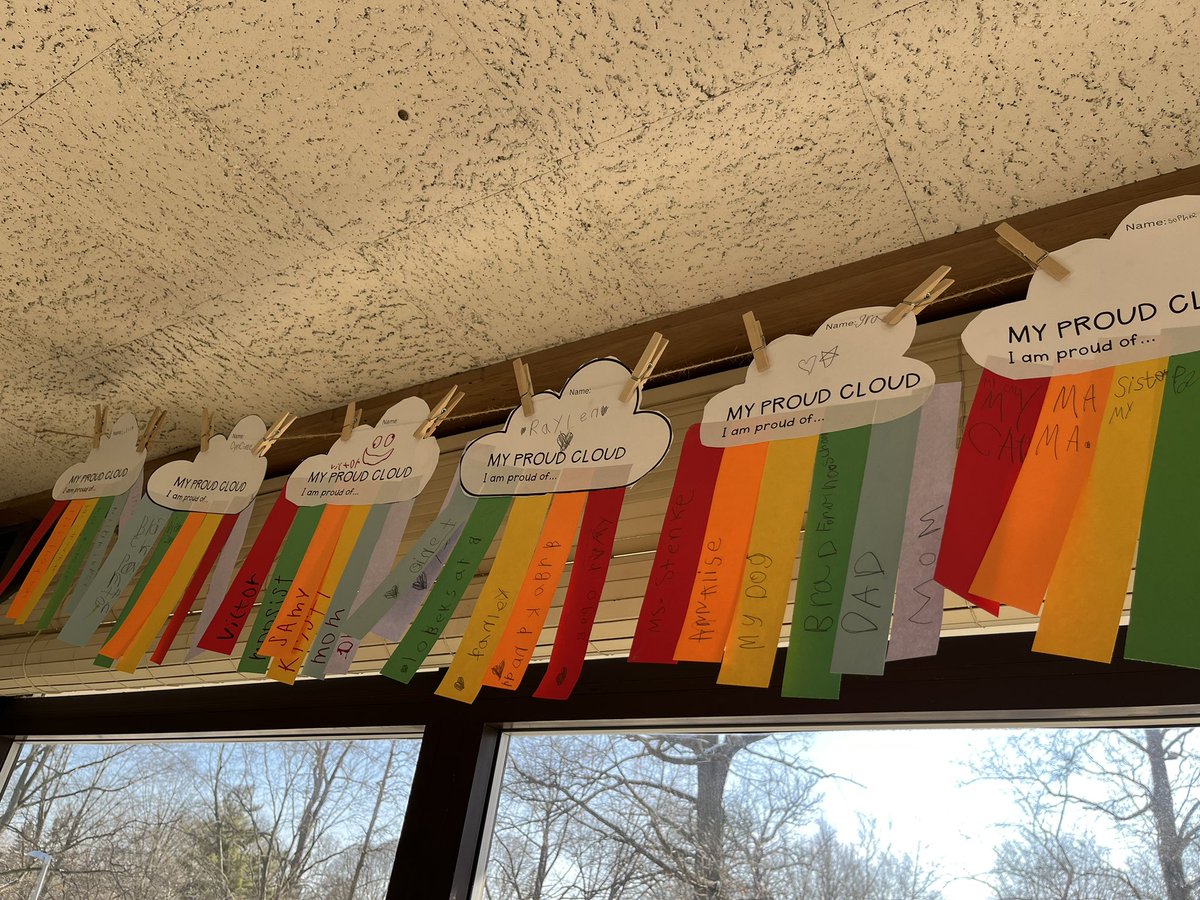 MsSaraStenke's tweet photo. Sitting right now with no power, like many others in Ann Arbor, I am reflecting on a moment of sunshine in my classroom. Leading up to our recent NWEA testing, we spent some time making proud clouds and thinking of all the things we loved about ourselves ❤️ https://t.co/PPTCcDN1wN