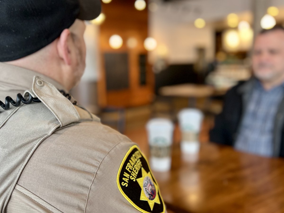 SheriffSF's tweet photo. No hidden agendas, just #coffeetalk! Thanks to everyone who shared a morning cup with us and got to know our #sfso deputies. Weโre visiting coffee shops in #sanfrancisco #neighborhoods every month. #joinus
#coffeewithadeputy #sfsocares #thanksforcomingout #mariposastreet
โ๏ธ๐จ๐ https://t.co/cL3bviE62A