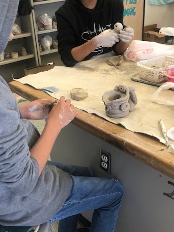 Clay and creativity.... Mrs. Maertens students are creating whimsical, coil clay vases and figurines. Always a great vibe in her art class! <a href="/BurtonSchools/">Burton Schools</a> <a href="/BurtonBulldogs/">Burton Middle School</a> #clay #PotteryThrowdown