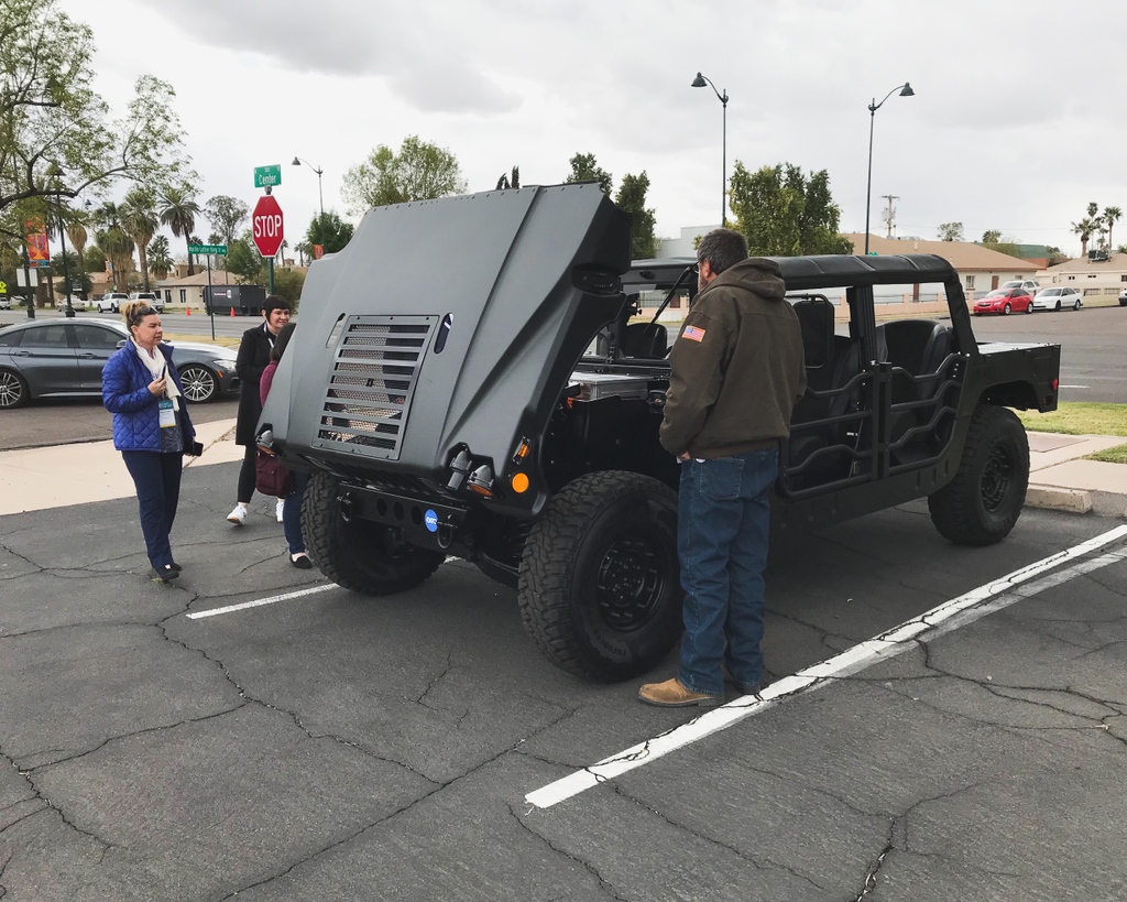exrotech's tweet image. Exro took part in the Fleet Forward Conference today, which is focused on offering fleet solutions for electrification. As always, the Humvee was a big hit with many enjoying a ride along!

#FleetForward #Conference #ExroTech #Humvee #Electrification #RideAlong #MobilitySolutions