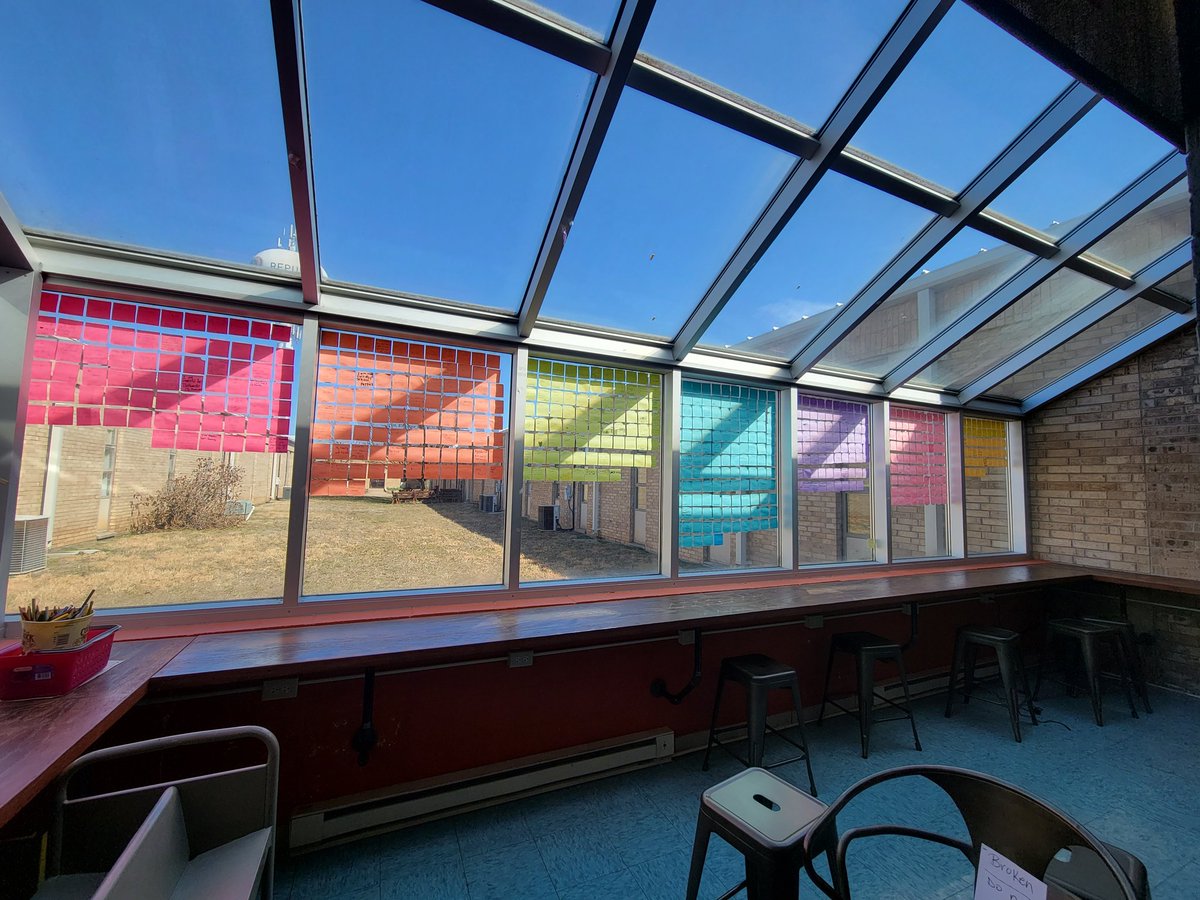 I attended a coaching session at Republic Middle School today and couldn't help but notice this bright area in the library. Each of the notes held something a student was grateful for. So beautiful!