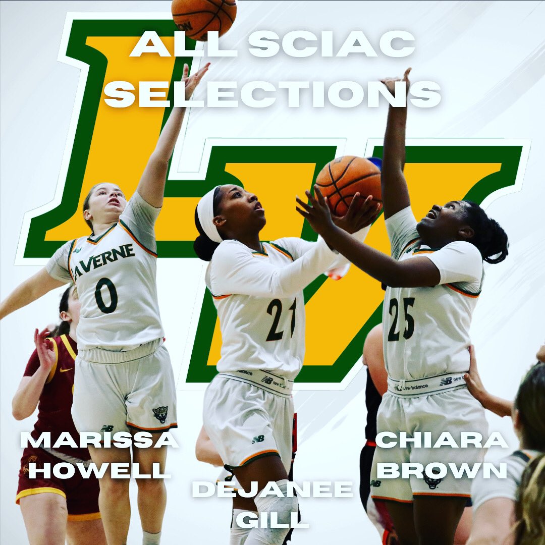 2023 SCIAC All-Conference 

Congratulations ladies, you deserve everything that has came your way this season.

First Team All-SCIAC
Chiara Brown
Marissa Howell 

Second Team All-SCIAC
Dejanee Gill   

@ULVAthletics <a href="/ULVLeopardsWBB/">ULVwbb</a>