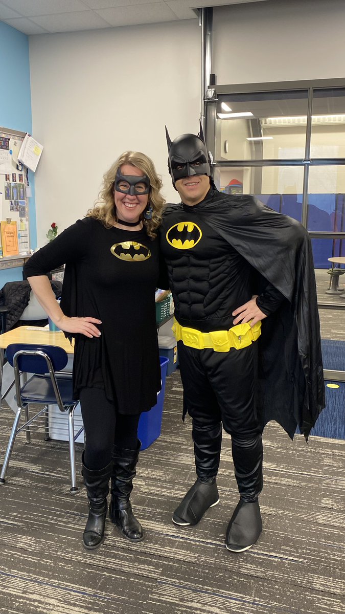 MrsDoveTES's tweet photo. Superhero day. Bonus points when you match your assistant principal. 🤣@TESK5AP https://t.co/k2ZNoKBOBl