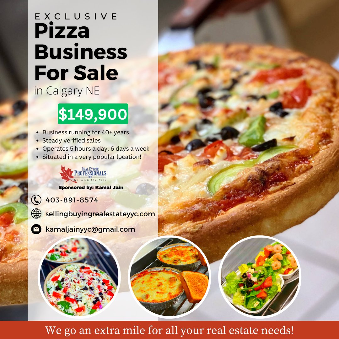 📍 Pizza Business For Sale in Calgary NE 📍

#businessforsale #businessesforsale #restaurantforsale #fastfoodforsale #calgaryrestaurant #calgaryfoods #calgaryeats #smallbusiness #smallbusinessforsale #supportlocal #commercialproperty #commercialrealestate
