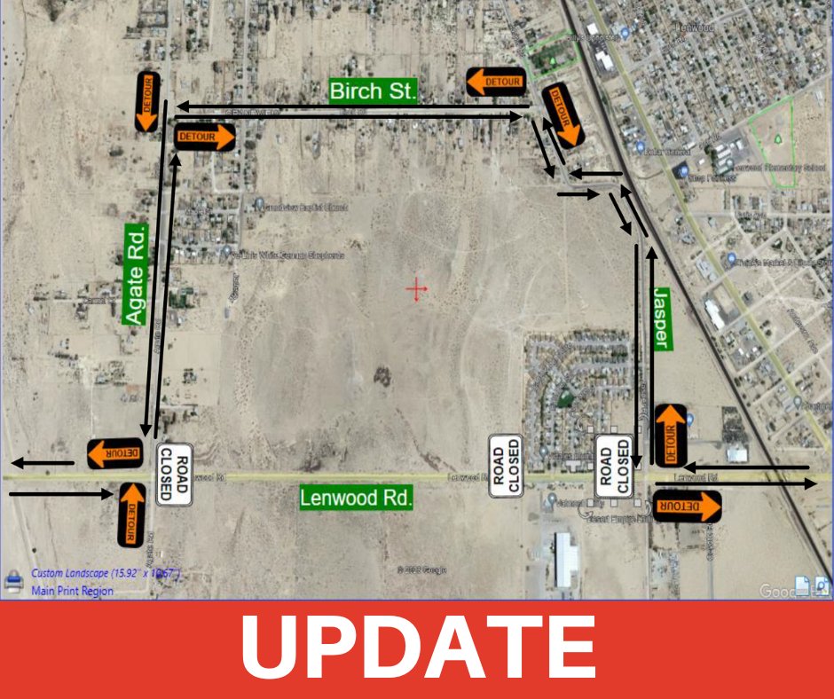CityofBarstow's tweet image. Lenwood Rd. UPDATE
Lenwood Rd. #REOPENED between Agate Rd. and Jasper. Please drive with caution as weather permits.