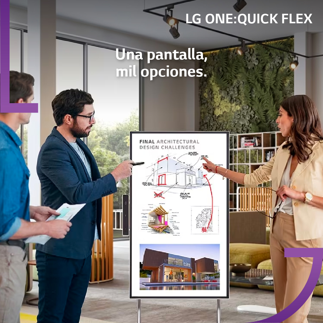 LG_Argentina's tweet image. La pantalla #OneQuickFlex tiene todas las modalidades que precisás para trabajar y tener #Videollamadas de una forma cómoda e #innovadora: cámara integrada, micrófonos, altavoces, tecnología táctil in cell, comando de voz ¡y mucho más!
Descubríla en lge.ai/60173tBML