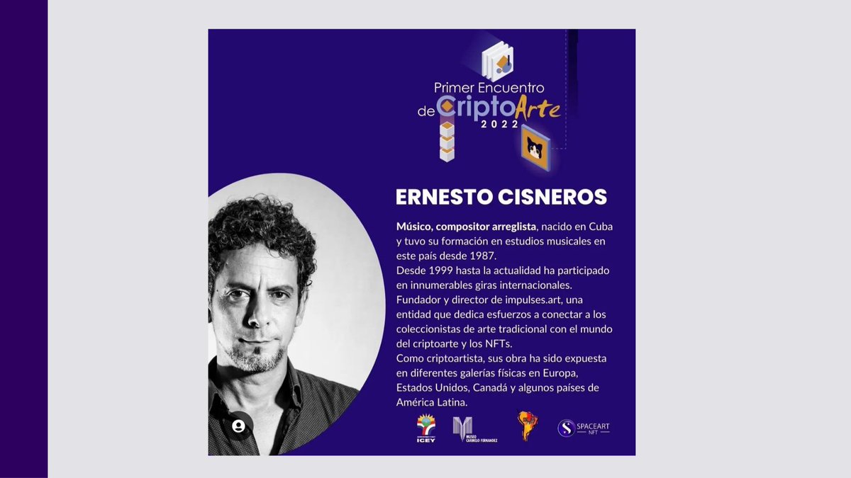 Spacesartnft's tweet photo. Conoce al jugado del primer encuentro de #criptoarte2022 @ErnestCisneros1
https://t.co/PgAiZjDDV9 https://t.co/qC4KOzZpM2