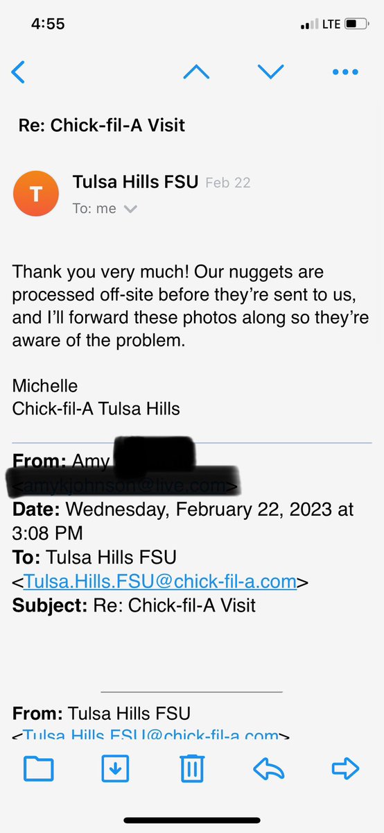 MissJess0313's tweet photo. Totally hate to say it but @ChickfilA  dropped the ball extremely.  My aunt tried to snag our lunch &amp; this lovely bone was left in the chicken. So she reached out through the website…. https://t.co/wAyG3twXu8