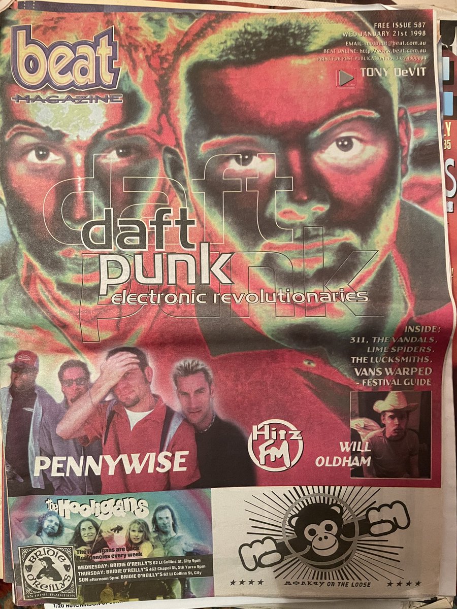 MatthewSigley's tweet photo. Daft Punk split up two years ago today. Here’s something you rarely see - their faces as cover stars. From Beat Magazine 1998. #daftpunk #beatmagazine #nineties https://t.co/3jHxkUqDIF