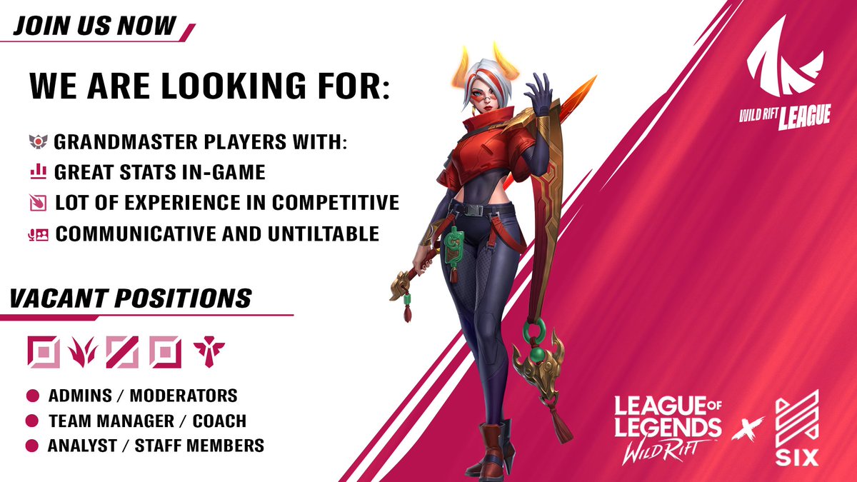 <a href="/WildRiftEULFT/">Wild Rift EU LFT</a> 
Six Sins Gaming - EU Team opened the recruitments 🔥
