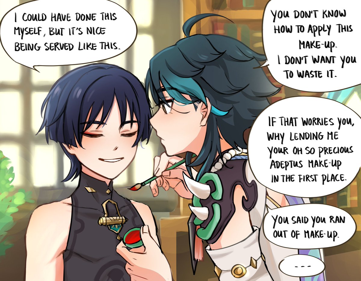 Xiao and Scaramouche probably won't get along. But I want them to, so here you go :)