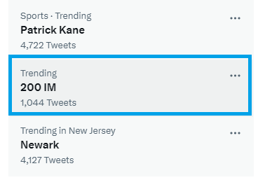 MrRussoHealth's tweet photo. This is the first time I am seeing something swimming related "trending" on Twitter outside of the Summer Olympics. Ya love to see it. Must be @kylesockwell. #200IM https://t.co/0rAvgIPs4t
