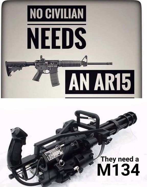 CrimsonSails77's tweet photo. AR-15?

Or the Dillon Aero M134?

Cause nothing says lovin’ like 3,000 rounds per minute. https://t.co/kDvXxrK6fs