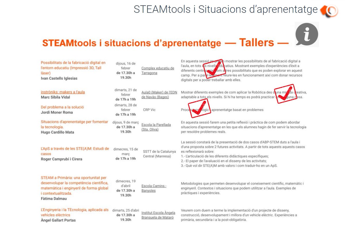 🌟Dins de la formació #STEAMcat 💖 
#STEAMtools i Situacions d'Aprenentatge🌟

🌟S'ha realitzat el taller presencial: Possibilitats de la #FabricacióDigital en l'entorn <a href="/educaciocat/">Educació</a> (#Impressió3D i #TallLàser) amb <a href="/ivanetcastells/">Ivan Castells</a>, al <a href="/CetTarragona/">Campus Educatiu de Tarragona</a> <a href="/crptgn/">CRP del Tarragonès</a> <a href="/InnovacioE/">Innovació Educativa, Departament Educació</a> <a href="/JoanCuevas/">Joan Cuevas 🎗</a>