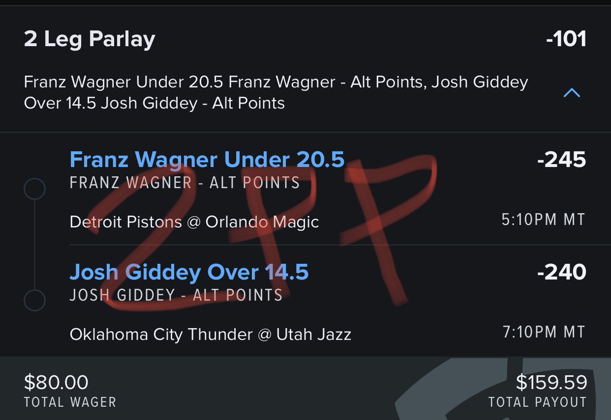 dkantusss's tweet photo. NBA is BACK!! And so are we. Who better to kick it off than the sweaty samurai josh giddey. I dont know why i do this to myself. But lets grt back to it!! #2piecedinner #2pickparlay https://t.co/z7MmugtP2O