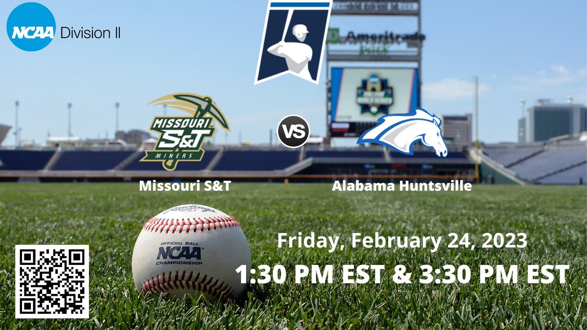 baseball_dii's tweet photo. 1:30 PM EST &amp; 3:30 PM EST
Missouri S&amp;T vs Alabama Huntsville | NCAA D II BASEBALL
🔗 https://t.co/t5WkbWfMGV
Friday, February 24, 2023
@minersports @Miners_BSB @MckennanS @MBazketball @CoachNikk @The_Sports_Show @Miners_AD @p_murph_22 @WChandler2023 @jake_schis26 @cadendavis_1 https://t.co/TVqCgQ7Fov