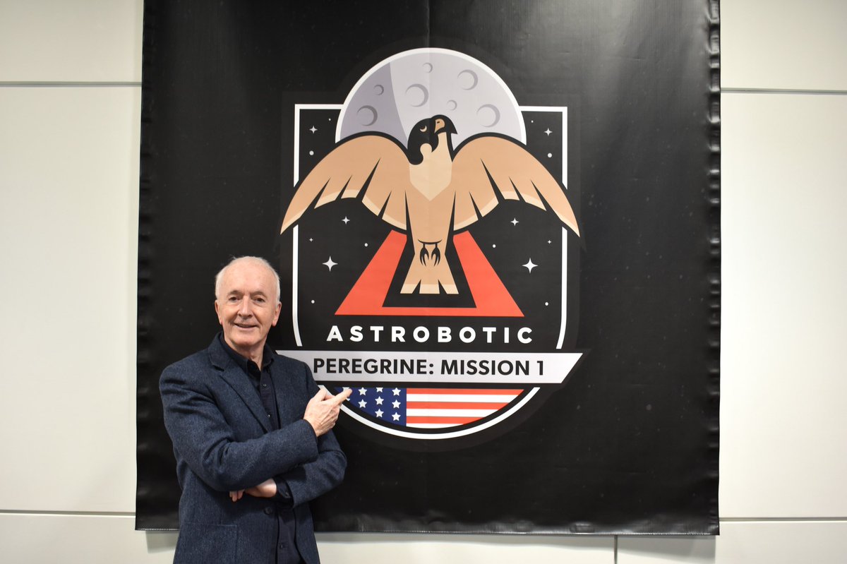 astrobotic's tweet photo. With a Peregrine launch date now set for May 4 - it’s the perfect time to post this photo of @ADaniels3PO with our Peregrine Mission One patch design! #maythefourthbewithyou https://t.co/or5bpY60ds