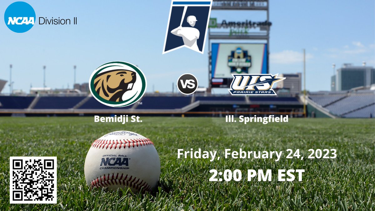ncaad2bsbll's tweet photo. 2:00 PM EST
Bemidji St. vs Ill. Springfield | NCAA D II BASEBALL
🔗 https://t.co/8cxlMB6eIa
Friday, February 24, 2023
@BSUBeavers @BSUBeaversBase @micahfriez @CoachBolte @johnperkins_7 @Tdawgy_23 @OdawgAnderson @CoryAnderson34 @TrystenRoss @BeaverRadioNet https://t.co/2vU0zTuKGS