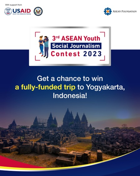 aseanfoundation's tweet photo. Do you have an idea on how to strengthen #CommunityResilience? Apply now for the 3rd ASEAN Youth Social Journalism Contest 2023, supported by @aseanfoundation @asean @usaidasia
Apply by March 3!
#AYSJ2023 #BeASEAN #ASEANisLit #USAIDASEAN https://t.co/z4W7kQVoSF