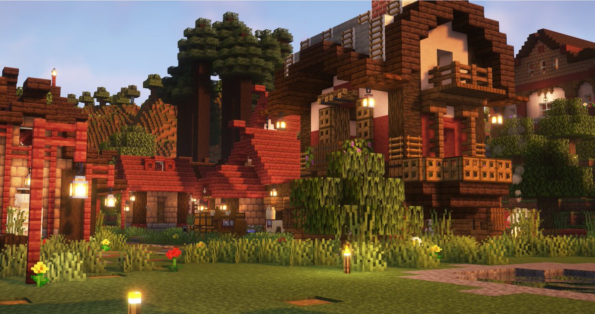 Okomie's tweet photo. I love it so much when my friends stop by with shaders and take pics of my village ;; w;;
This one is by @King_WolfLIVE !
#Minecraft #Minecraftbuild #Minecraftbuilds #minecraftart #Minecraft19 https://t.co/wPPoLnXSqy