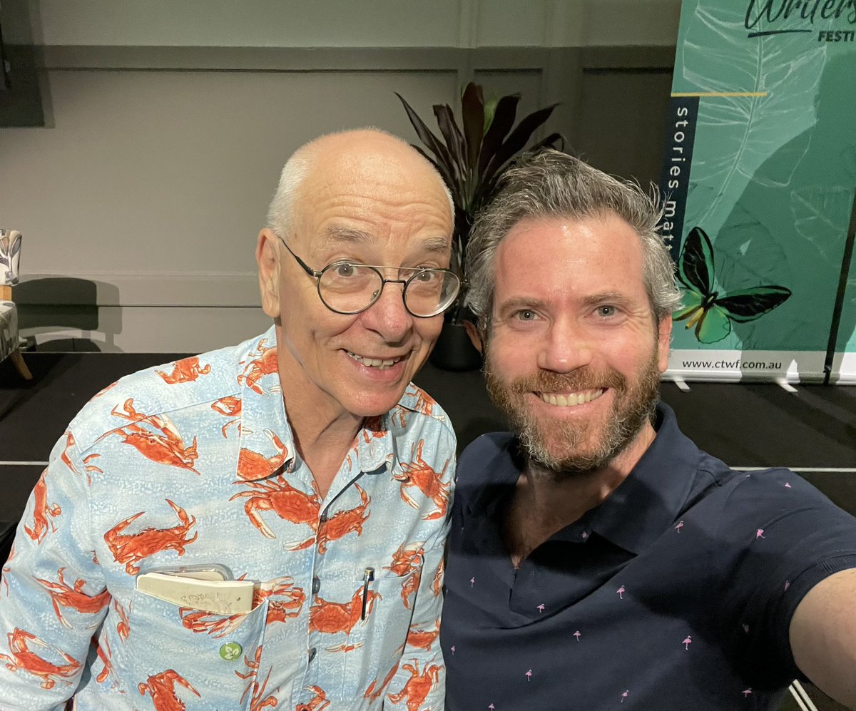Cairns Tropical Writers Festival <a href="/CTWF_/">Cairns Tropical Writers' Festival</a> 2023 off to a flyer! 1 hr in &amp; already hobnobbing with my heroes, including the legendary <a href="/DoctorKarl/">Dr Karl</a> 🤘🏼🤩🤘🏼