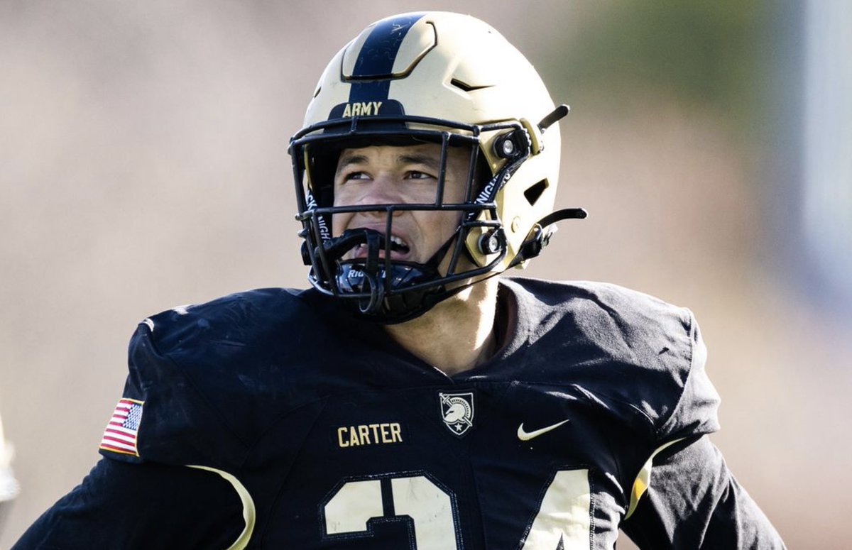 NFL Rookie Watch (@nflrookiewatxh) on Twitter photo Andre Carter II was initially recruited as a TE and was listed as a 0-star recruit.
Carter decided to join the US Military Academy at West Point and went on to chase his dream.
Carter made the switch to OLB and played just two snaps as a freshman, but didn’t give up.
Two Andre Carter II was initially recruited as a TE and was listed as a 0-star recruit.
Carter decided to join the US Military Academy at West Point and went on to chase his dream.
Carter made the switch to OLB and played just two snaps as a freshman, but didn’t give up.
Two