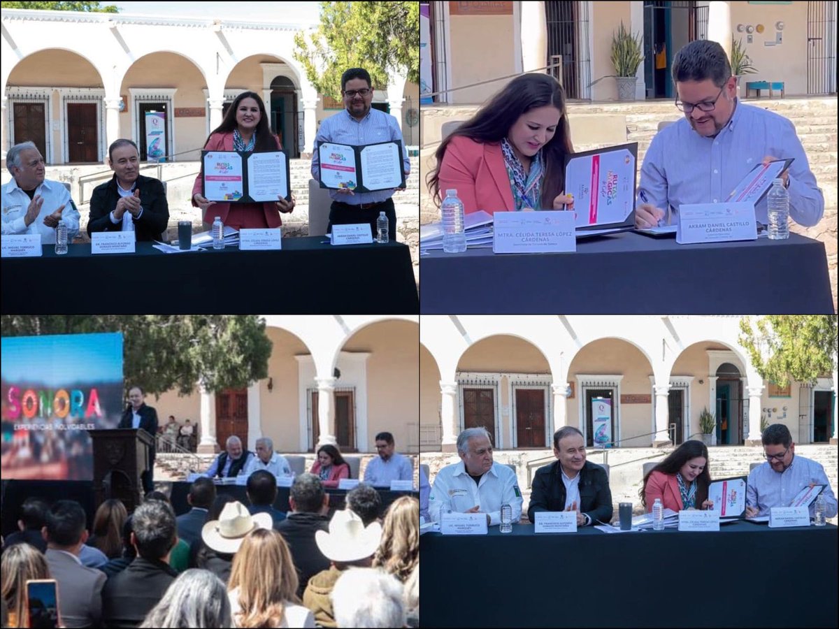 TorrucoTurismo's tweet photo. Con el gobernador @AlfonsoDurazo, la secretaria de Turismo @CelidaLopezc y los amigos de #CorazónUrbano y Comex, pusimos en marcha el programa Rutas Mágicas de Color en #Álamos. Se pintarán 140 fachadas y 20 murales artísticos que mejorarán la imagen de este bello destino. https://t.co/mG4kFREjmW