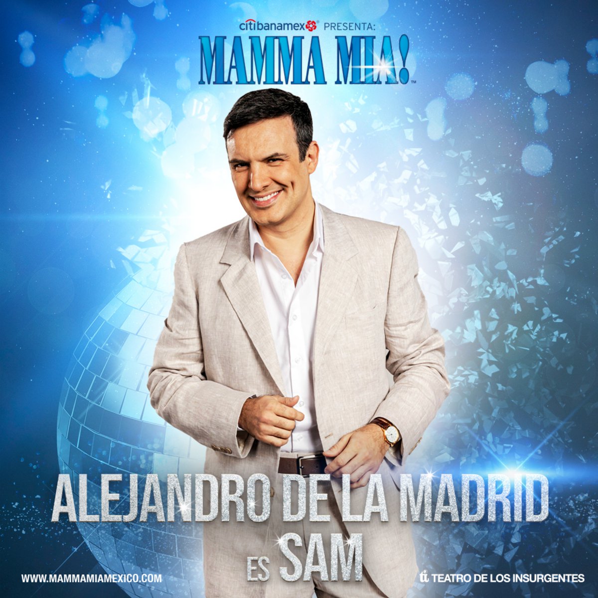 ⭐️Alejandro de la Madrid ⭐️ <a href="/alexdelamadrid/">AlejandrodelaMadrid</a>
 es SAM, un encantador y sofisticado arquitecto que regresa a remover recuerdos de un pasado más libre.

🎤¿Estás list@ para cantar SOS de ABBA🚨 con él?

#MammaMia #MammaMiaElMusical #TuTeatroDeLosInsurgentes #Musical #México #Broadway