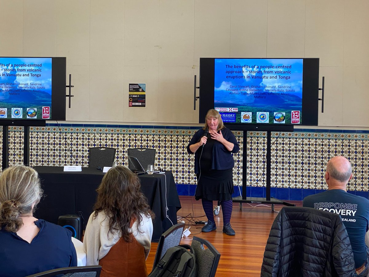 DDoctorates's tweet photo. Session 06-Humanising  Research: What is the most important thing in the world?
First talk by Dr. Carol Stewart from Massey University about the benefits of a people-centered approach with stories from volcanic eruptions in Vanuatu &amp; Tonga. Thank you Dr. Carol.
#DD2023 https://t.co/0FbAZ7NPdl