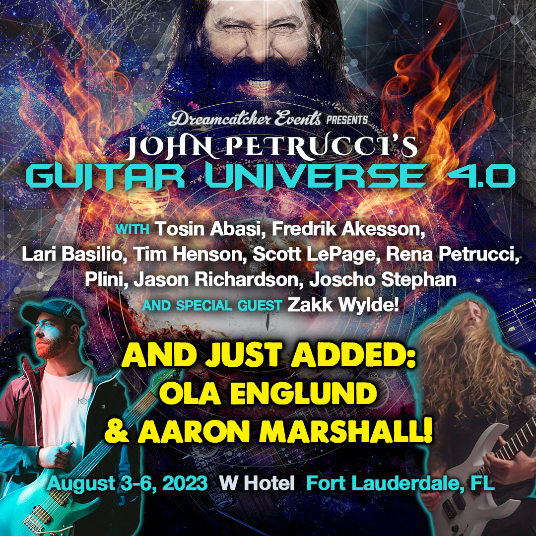 .<a href="/olaenglund/">Ola Englund</a> and <a href="/Intervalsmusic/">INTERVALS</a> join John Petrucci’s Guitar Universe 4.0! 

This year's camp takes place August 3-6 2023 at the beautiful <a href="/WHotels/">W Hotels</a> in Fort Lauderdale Florida!  

Find out more and register at johnpetruccisguitaruniverse.com

#JPGU