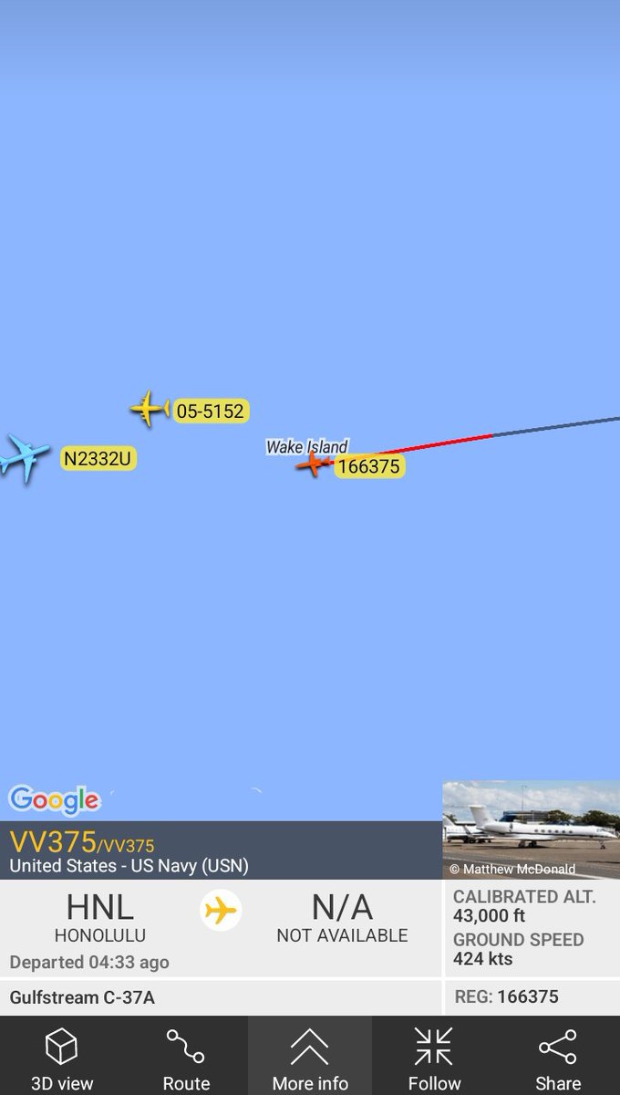 Oceanworldfree's tweet photo. 🇺🇲USN GS375 166375 #AE10C2
🇺🇲USAF TREK585 05-5152 #AE1456

#WakeIsland

Gulfstream Aerospace C-37A
Boeing C-17A Globemaster III https://t.co/talF6T4puI