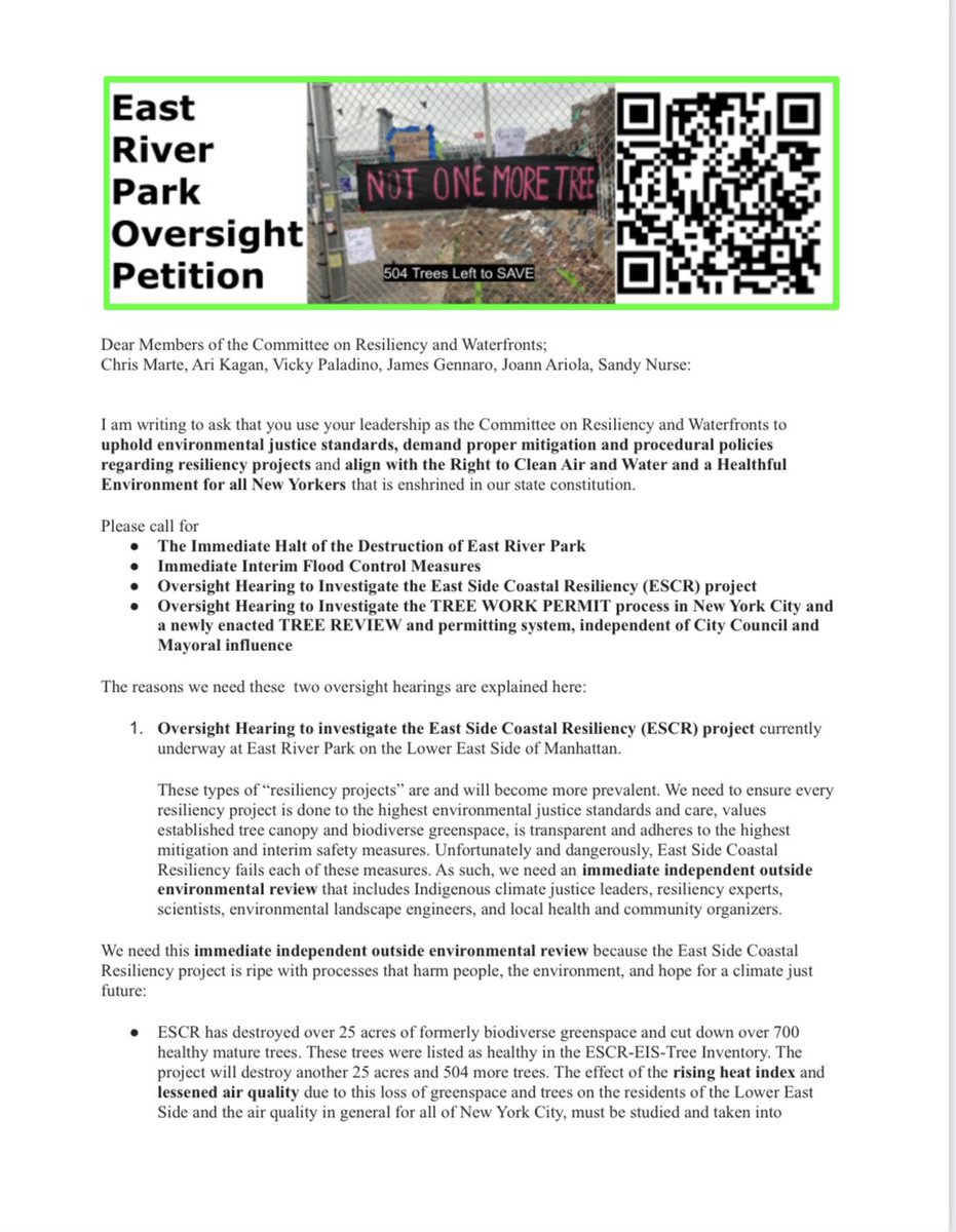 1000treesNYC's tweet photo. @NYC_Nature @nature_ny @ForestforAllNYC Will you mention East River Park? 1000 mature trees being killed in NYC for a non-nature based solution that also guarantees to exacerbate harmful effects of pollution/heat since there will be no mature trees left to protect us? Happening now. #BLtrees https://t.co/3rC7tKwnLQ https://t.co/8QFADEU6q6