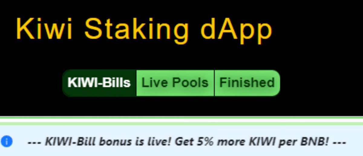 _KiwiToken_'s tweet photo. 🥝🎉🥝🎉🥝🎉🥝🎉🥝🎉🥝🎉🥝
"KIWI BILLS" are LIVE and the hype is real! Earn JUICY rewards by boosting the $KIWI LP-pool! Hurry up and take advantage of the 24h bonus!
https://t.co/uHiQY1wPhe
#KiwiToken #Vulcan $VUL #VulcanBlockchain #BSCgems #BSCGemsAlert #LSC #LegendaryLabs https://t.co/jpLoQhfkwz