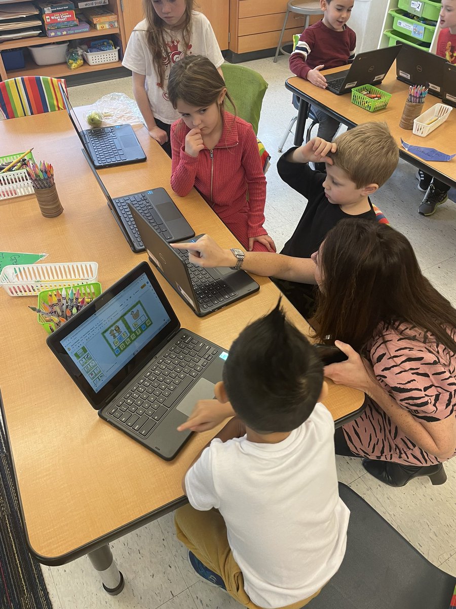 MsBendersGarden's tweet photo. Chrome books with @MissPressman. We worked on Seesaw activities for literacy and CVC slides on google.  They ROCKEd it! @MsBendersGarden @ChurchvilleElem https://t.co/fcbqjEXMBu