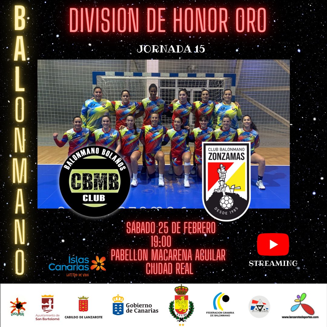 CBZONZAMAS's tweet photo. 📆 25 de febrero
🏟 P.Macarena Aguilar
⏰ 19:00🇮🇨 20:00 🇪🇸 
@cbmb_official vs Zonzamas CICAR Lanzarote
📺 YouTube 

#islascanariaslatituddevida #dhorofem #balonmano #rfebm #turismolzt #lanzarote #sanbartolome #fecanbm #fbilanz #zonzamasstopracismo #zonzamasstophomofobia https://t.co/0BnYksDZq0