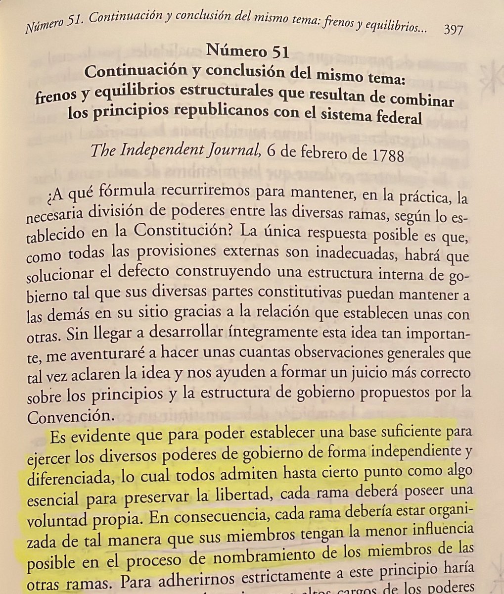 diego_pomareda's tweet photo. Madison, en El Federalista, anticipaba (hace más de 200 años) el gran riesgo que supone que un poder del Estado influya directamente en la elección de otro. En el Perú, tanto el equilibrio entre poderes como la democracia se encuentran sumamente trastocados 👇 https://t.co/da4Sk1NFQs