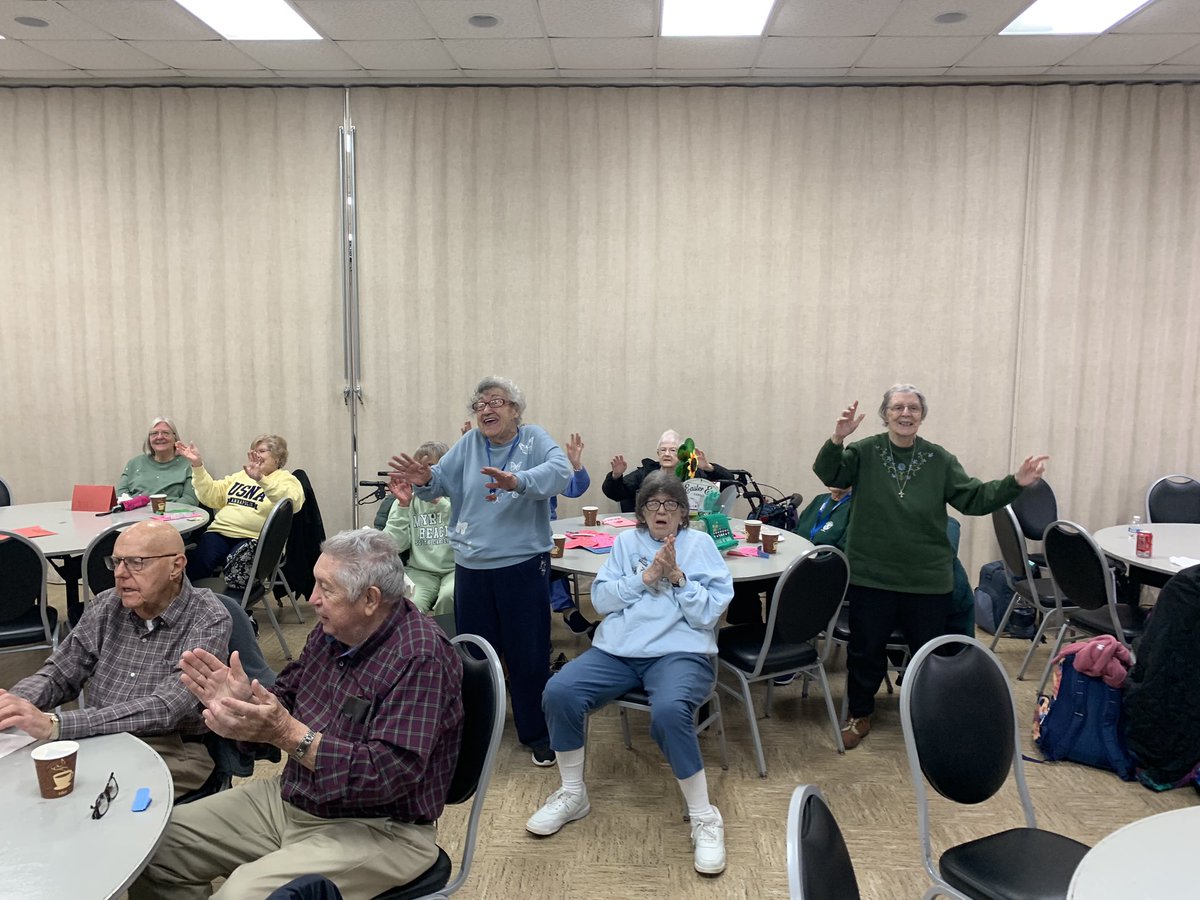 BMKeyClub's tweet photo. Our @BrickMemorialHS @keyclub loves visiting our sponsoring Greenbriar @Kiwanis Club. We danced, sang and gave away gift baskets. We appreciate all they do to support us!💛💚🔑@TarnowskiStang https://t.co/evgdpohzTH