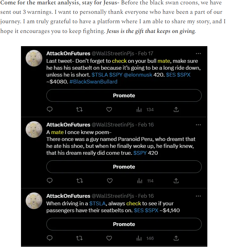 WallStreetinPjs's tweet photo. #GlorytoGod
2/16/23- Declared checkmate on the Spooz #SP500 $ES major top.
Cupid has chosen a new direction. Doesn't matter if you're a bull, bear, or groundhog, this market is filled with opportunities and we hope everyone is nailing these moves. #Faith https://t.co/M3HDtHdVbS https://t.co/nRWGIvLeEy
