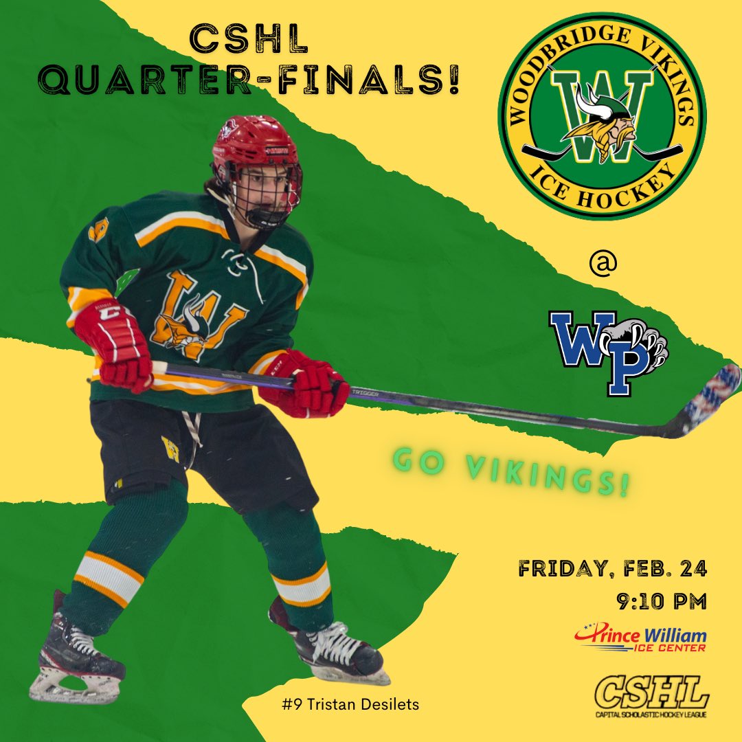 Playoff tilt tomorrow! #FridayNightIce @WoodbridgeHS <a href="/AthleticsWshs/">Viking Athletics</a> <a href="/HockeyCSHL/">CSHL Hockey</a> <a href="/PWICE/">PW Ice Center</a>