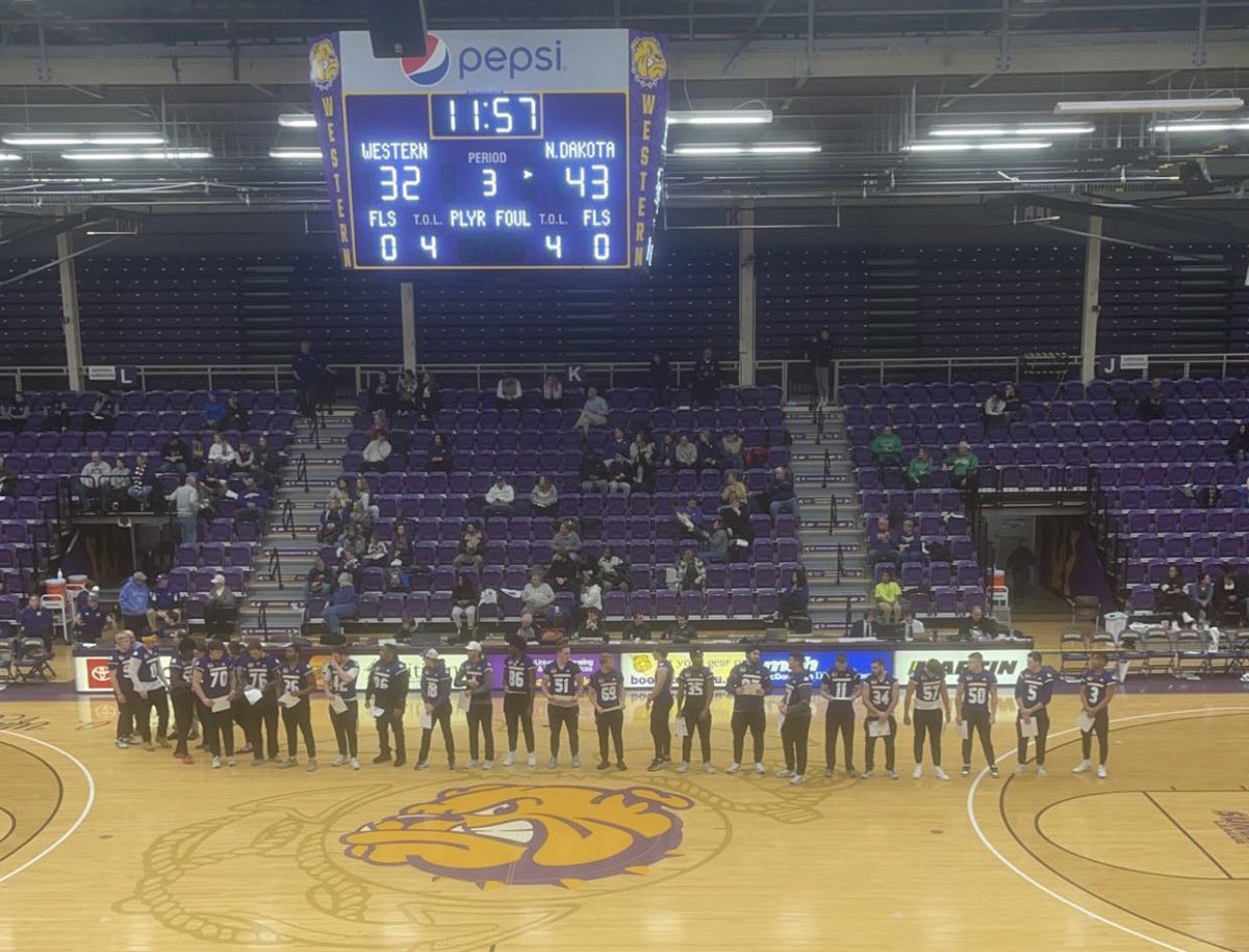 Congratulations to our <a href="/WIUfootball/">Western Illinois Football</a> students athletes receiving their academic awards tonight at the <a href="/WIUWBB/">Western Illinois Women's Basketball</a> game! Great job gentlemen!