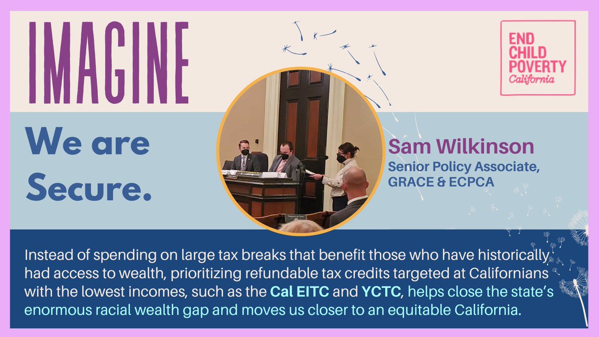 EndChildPovCA's tweet photo. 🎙️ I felt special to get to the #opportunity to speak for so many groups. My statement beautifully summed up #ECPCA vision for a future where #tax expenditures prioritize the lowest income folks, redistributing wealth & make #CA more equitable!
💜 Sam Wilkinson
#AssemblyHearing https://t.co/U8qgQxyetW